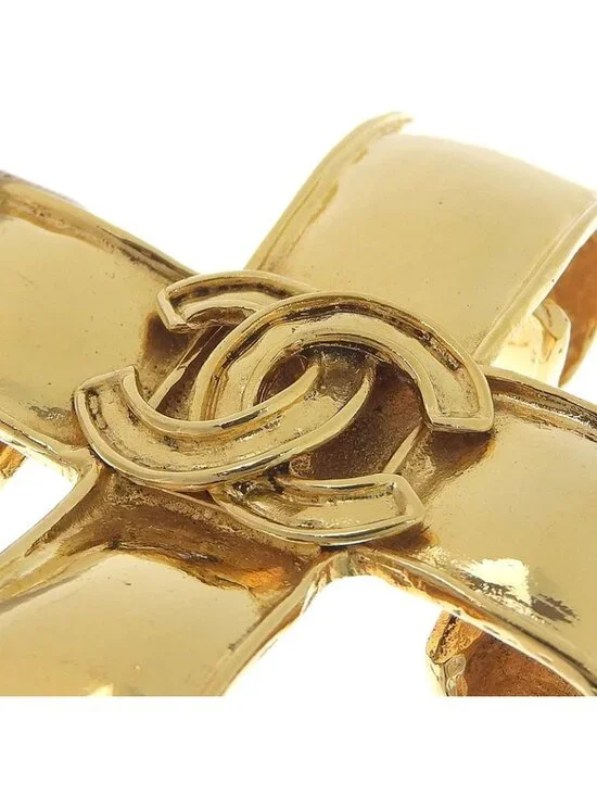 Chanel Cross Coco Mark Vintage Gold Plated 94 P 33 g Brooch - Picture 4 of 4